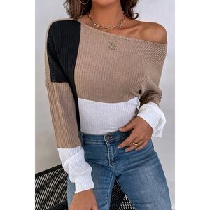 Ribbed Color Block Drop Top